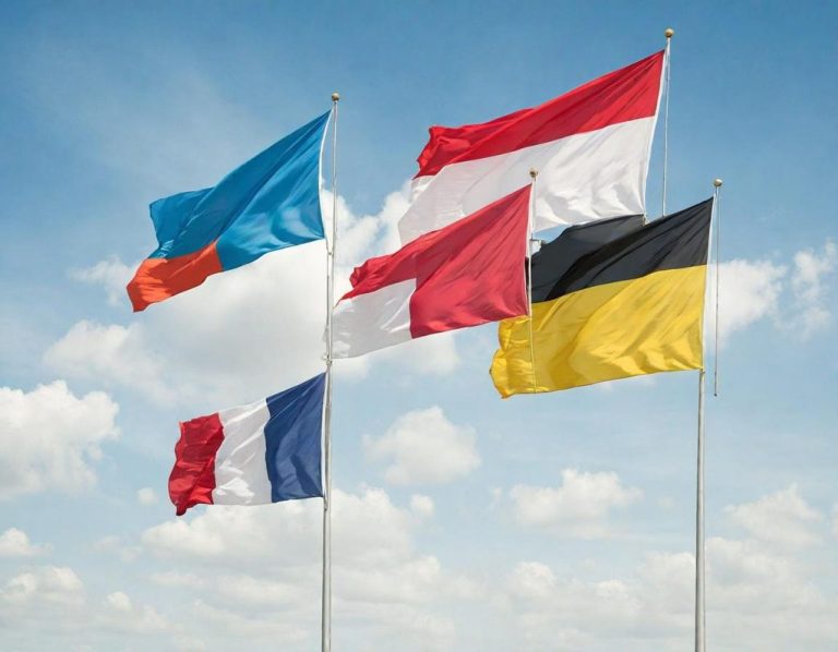 5 drapeaux Illustration de plusieurs drapeaux